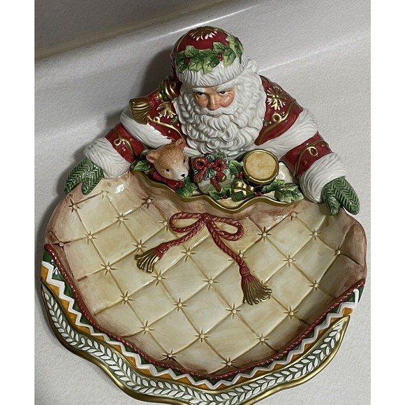 Fitz & Floyd Winter Holiday‎ Santa Server (2006) Gold Tones 12 1/2" EUC - Picture 4 of 16